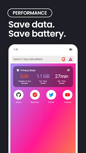 Brave Private Web Browser, VPN Screenshots