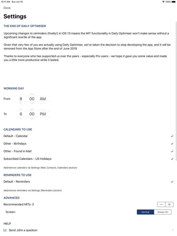 ภาพหน้าจอของ Daily Optimiser iPad 