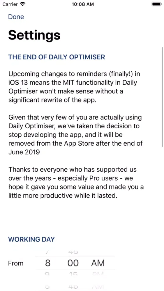 ภาพหน้าจอของ Daily Optimiser