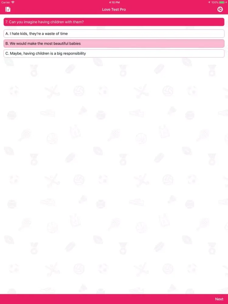 ภาพหน้าจอของ Love Test Pro - Romantic Quiz iPad 