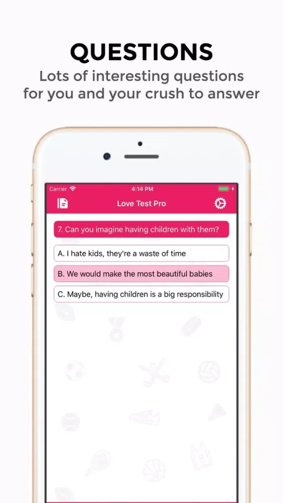 ภาพหน้าจอของ Love Test Pro - Romantic Quiz