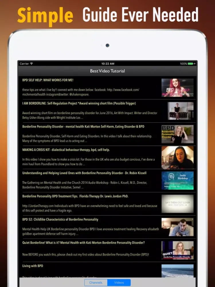 Borderline Personality Disorder (BPD)Self Help iPad  Screenshots