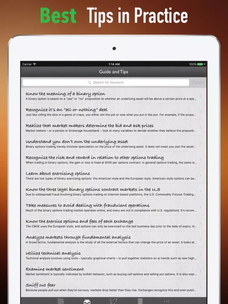 Options Trading Guide-Investing Tips and Hot News iPad 应用截图