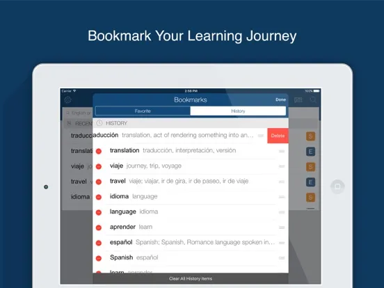 Tangkapan layar Spanish English Dictionary App iPad 