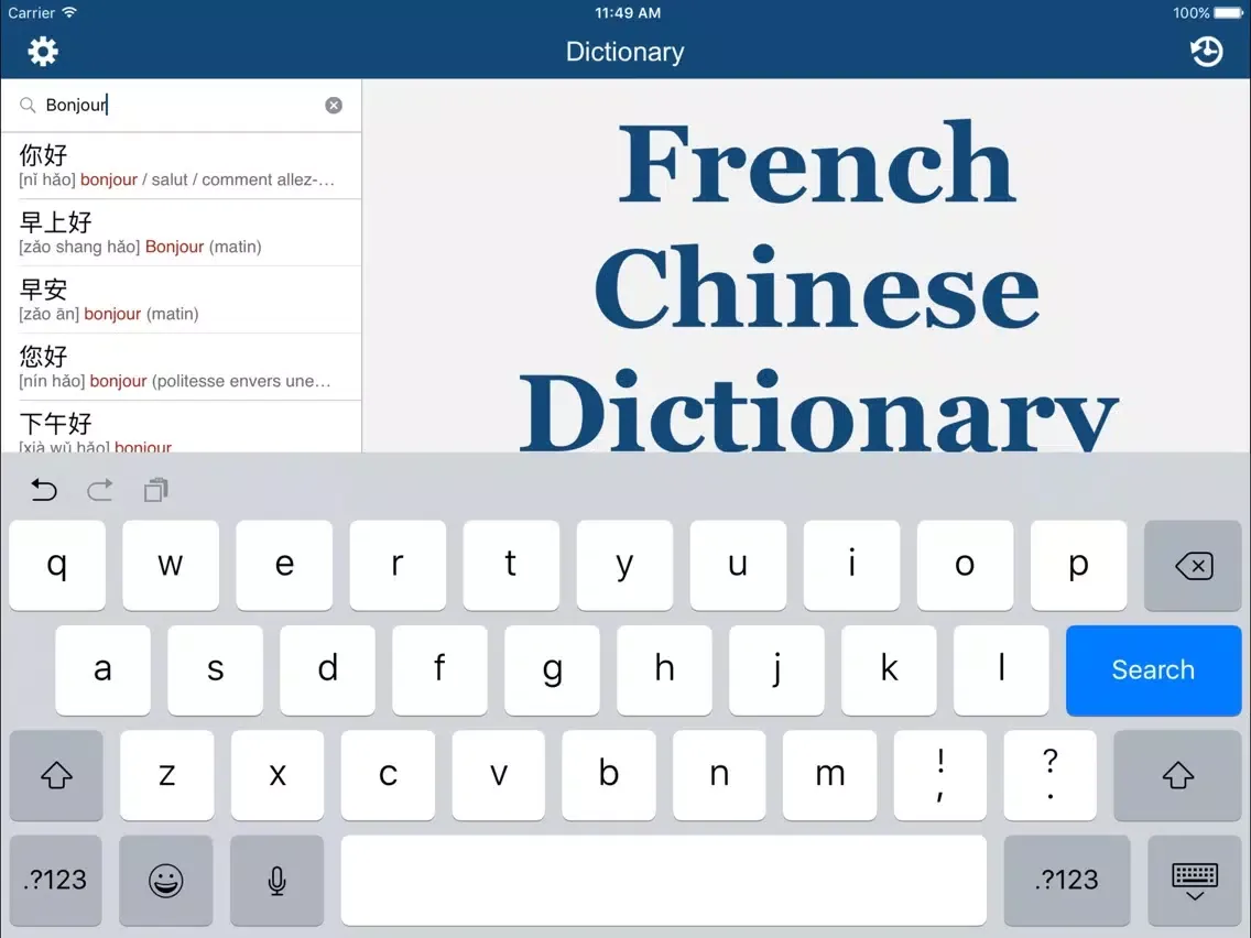 Chinese French Dictionary 法中字典 iPad  स्क्रीनशॉट