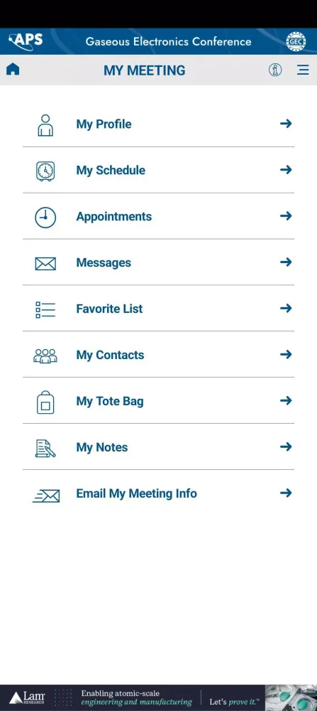 APS Physics Meetings & Events Screenshots