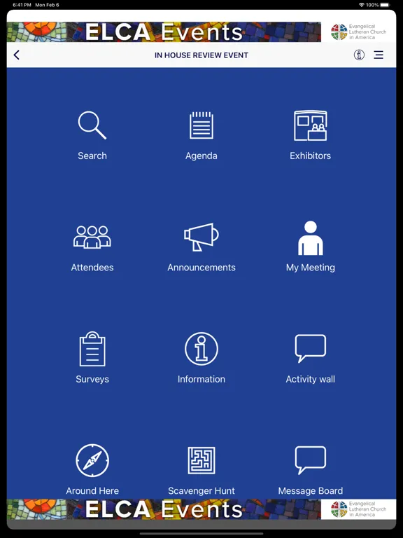 Скриншоты ELCA Events iPad 