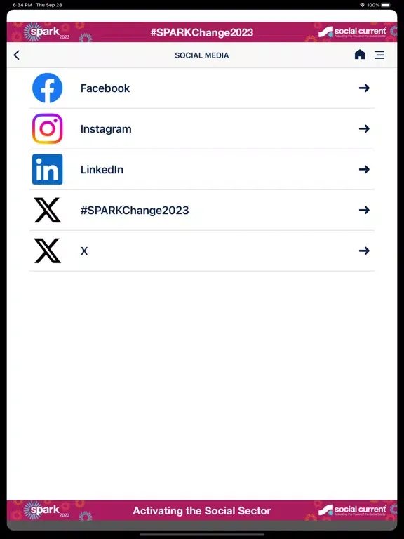 Captures d'écran de Social Current's SPARK '23 iPad 