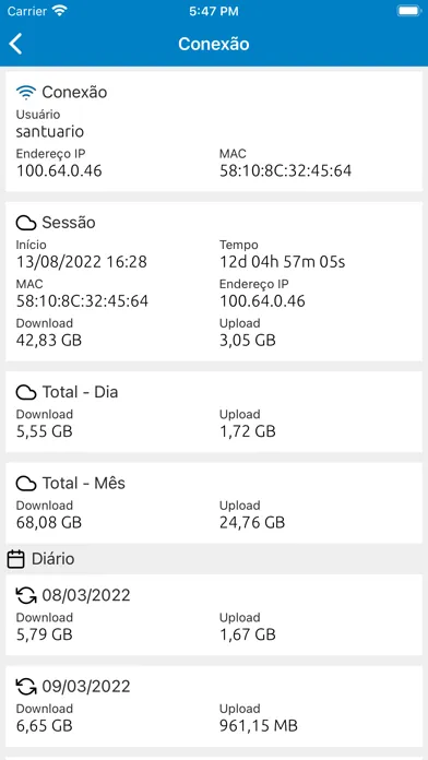 Capturas de tela do Interativa Telecom