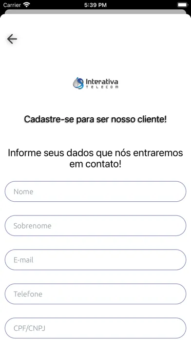 Capturas de tela do Interativa Telecom