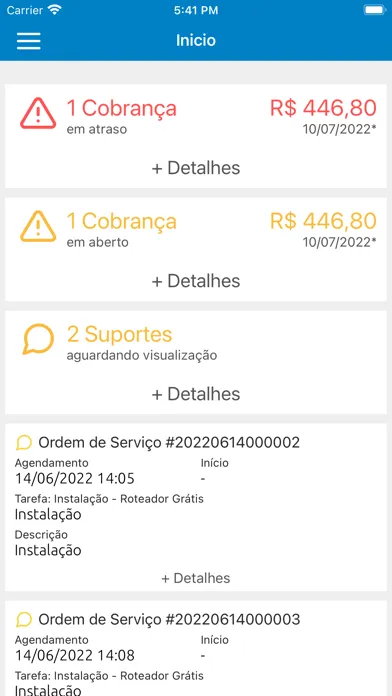 Capturas de tela do Interativa Telecom