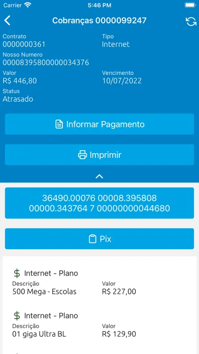 Capturas de tela do Interativa Telecom