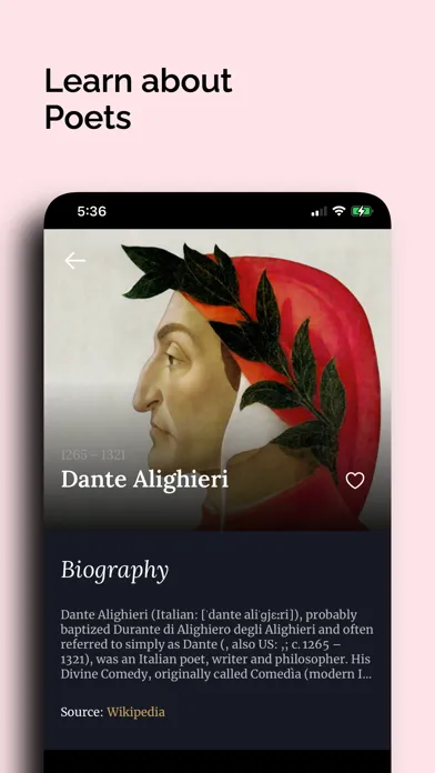 Capturas de pantalla de Poeta: Daily Audio Poems