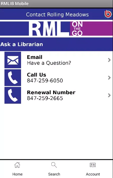 Rolling Meadows Library App Screenshots