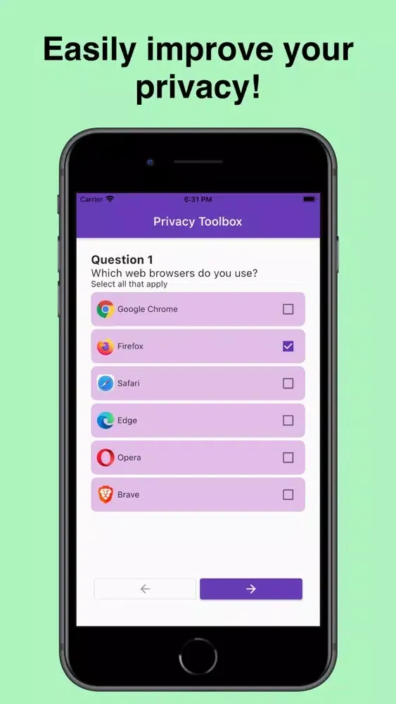 Tangkapan layar Privacy Toolbox