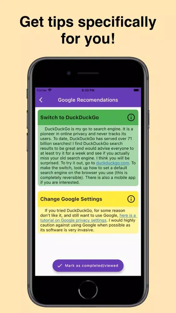 Tangkapan layar Privacy Toolbox