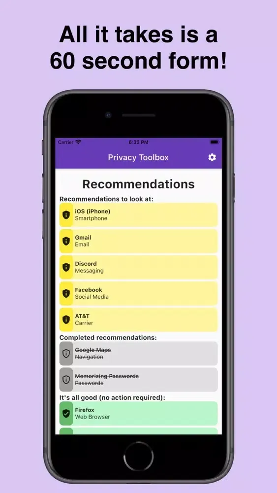 Tangkapan layar Privacy Toolbox