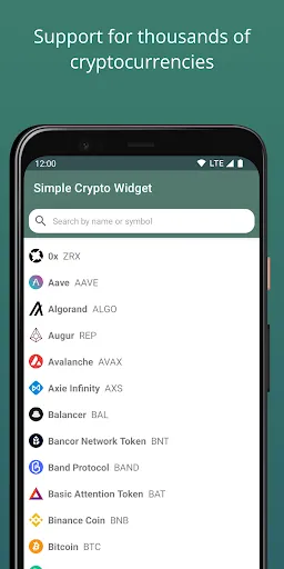 Simple Crypto Widget Screenshots