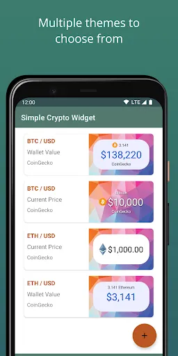 Simple Crypto Widget Screenshots