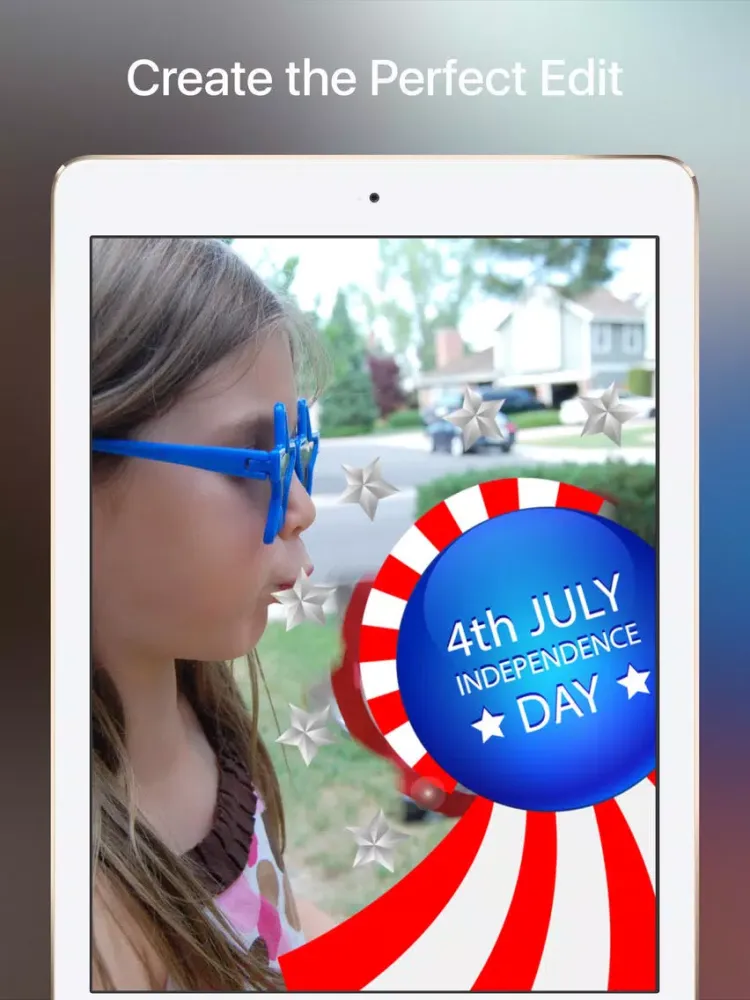 Your Photos —> July 4th Cards... with 76 Independence Day Stickers! iPad  Screenshots