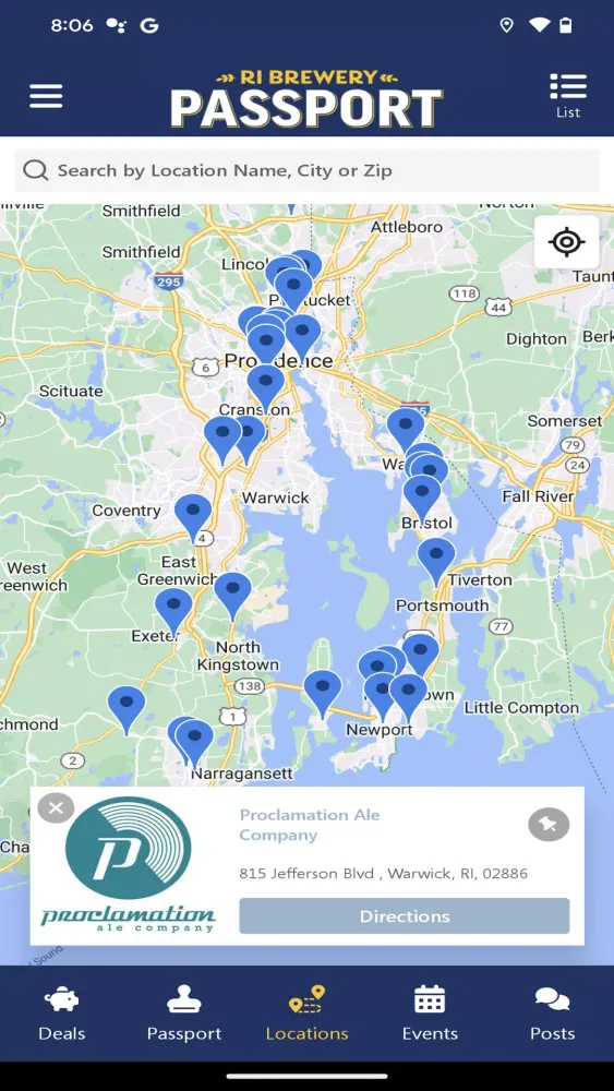 Rhode Island Brewery Passport Screenshots