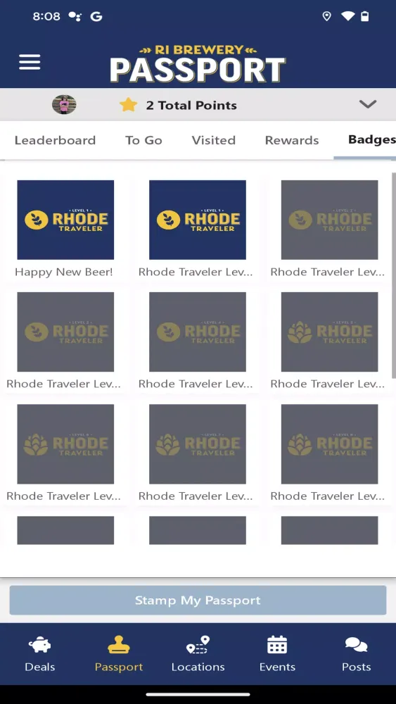 Rhode Island Brewery Passport Screenshots
