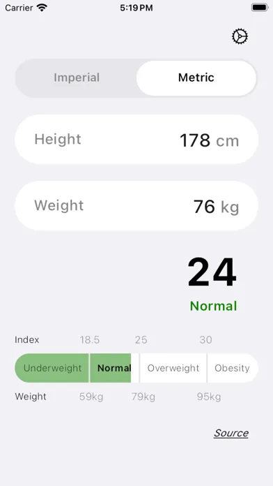 Screenshot di BMI Calculator: Weight Ranges