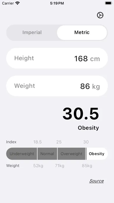 Screenshot di BMI Calculator: Weight Ranges