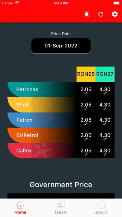 Zrzuty ekranu Weekly Petrol Price Malaysia