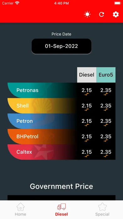 Zrzuty ekranu Weekly Petrol Price Malaysia