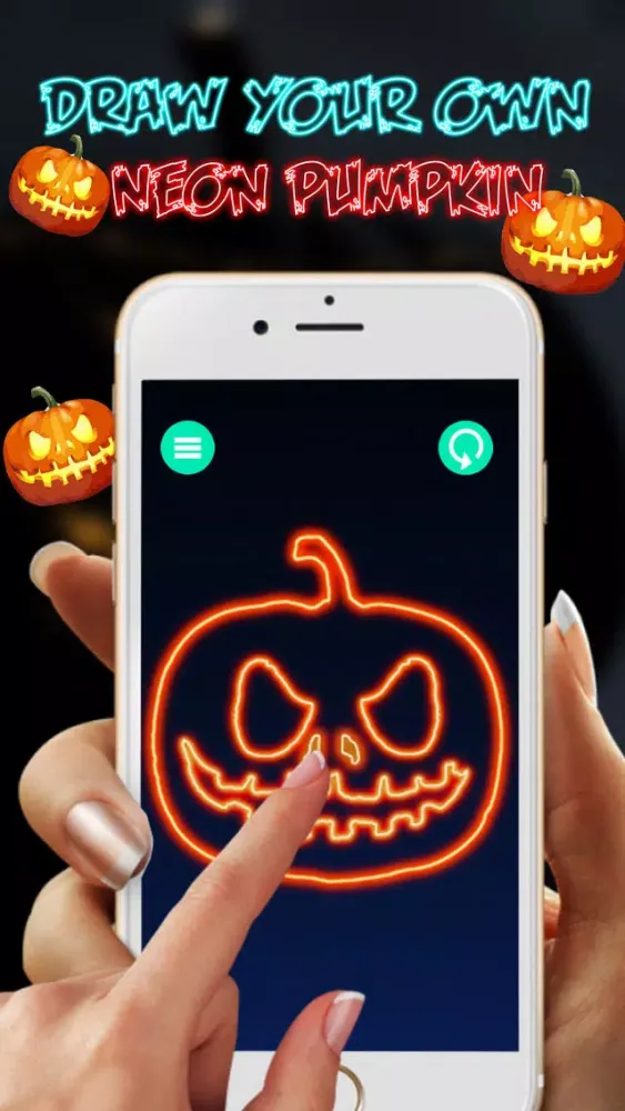 Capturas de tela do Draw Neon Pumpkin
