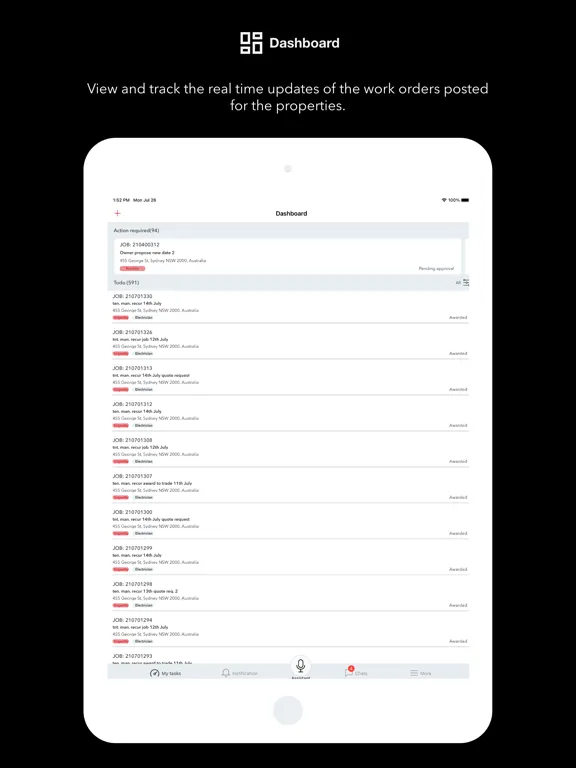 Tangkapan skrin JLL Services on Demand iPad 