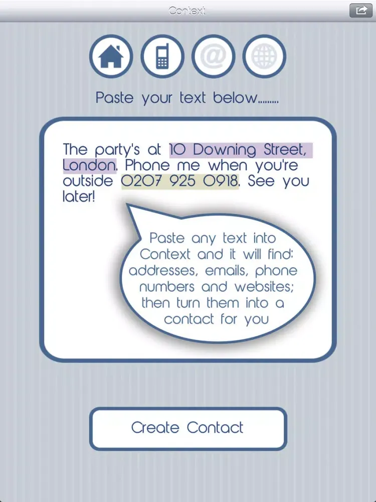 Context - Copy Contact Information and Paste It Directly into Your Address Book iPad  स्क्रीनशॉट