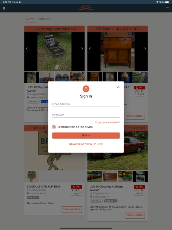 Briggs Auction iPad 应用截图