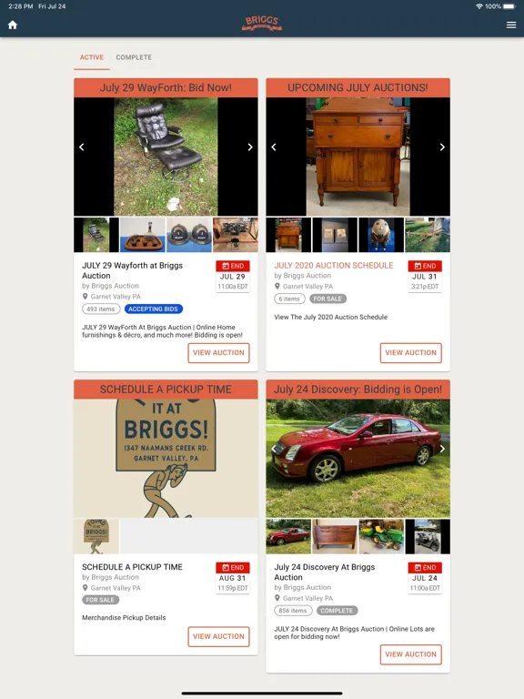Briggs Auction iPad 应用截图