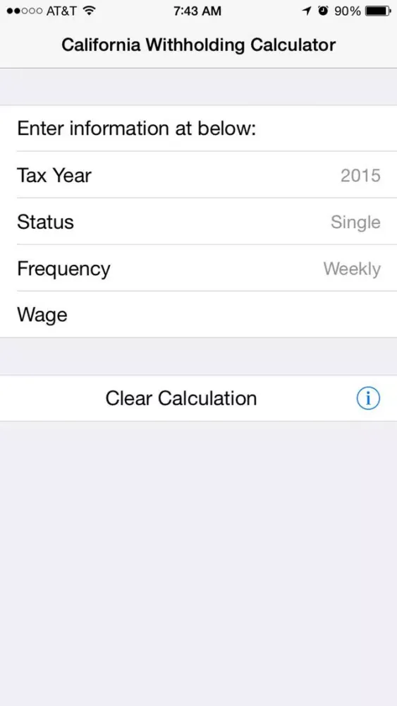 CA Withholding Calculator Screenshots