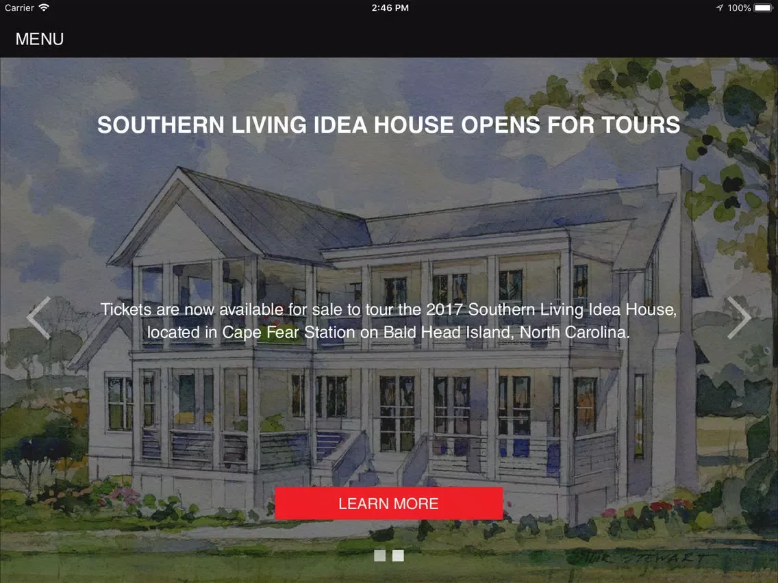 Tangkapan layar Southern Living Idea House iPad 
