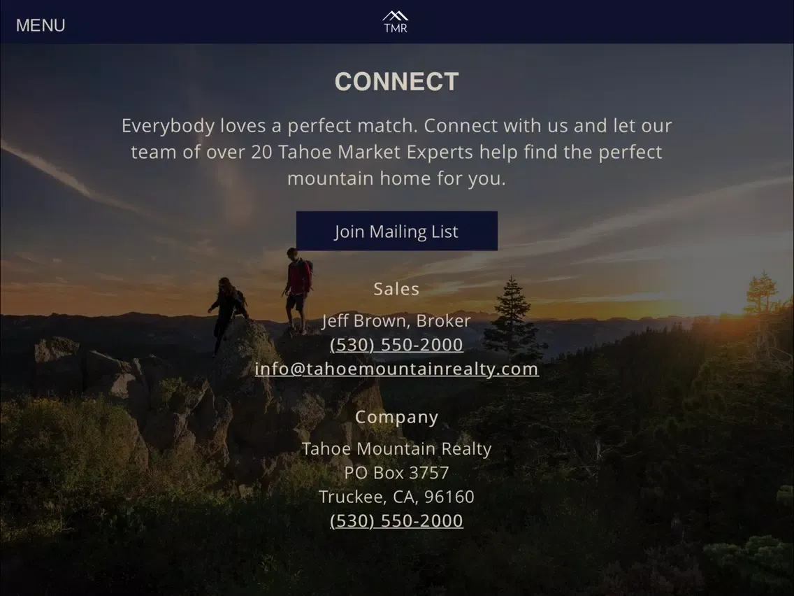 Captures d'écran de Tahoe Mountain Realty iPad 