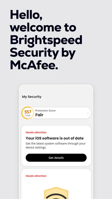 Tangkapan skrin Brightspeed Security by McAfee