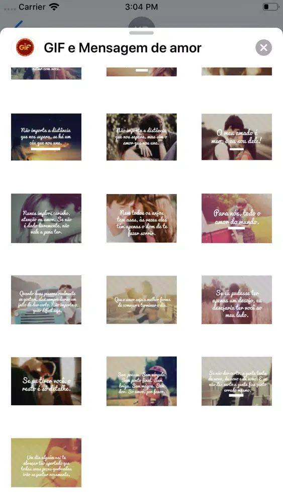 Captures d'écran de GIF e Mensagem de amor
