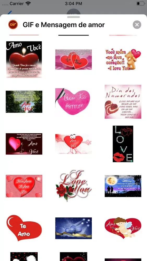 Captures d'écran de GIF e Mensagem de amor