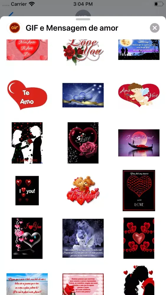 Captures d'écran de GIF e Mensagem de amor