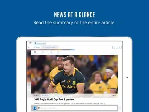 Sportfusion - Rugby World Cup 2015 Unofficial News & Live Scores iPad  स्क्रीनशॉट