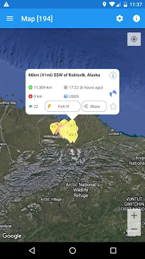 Zrzuty ekranu Earthquake + Alerts, Map & Inf