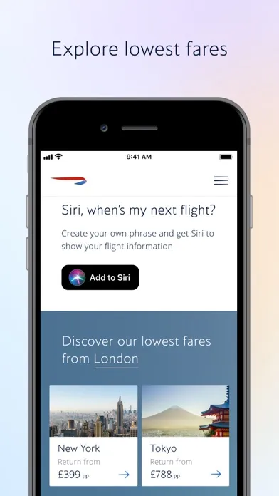 Ảnh chụp màn hình của British Airways