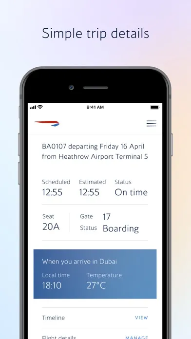 Ảnh chụp màn hình của British Airways