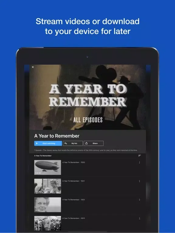 Tangkapan skrin British Pathé's Heritage Hub iPad 