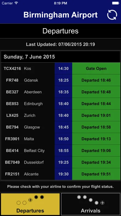 Flight Board - Birmingham Airport (BHX) سکرین شاٹس
