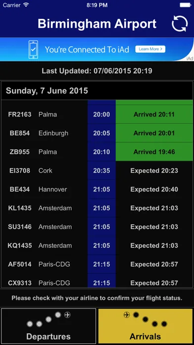Flight Board - Birmingham Airport (BHX) سکرین شاٹس