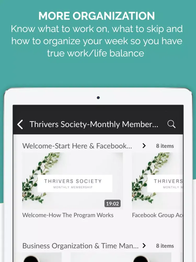 Tangkapan skrin Britt Seva - Thrivers Society iPad 